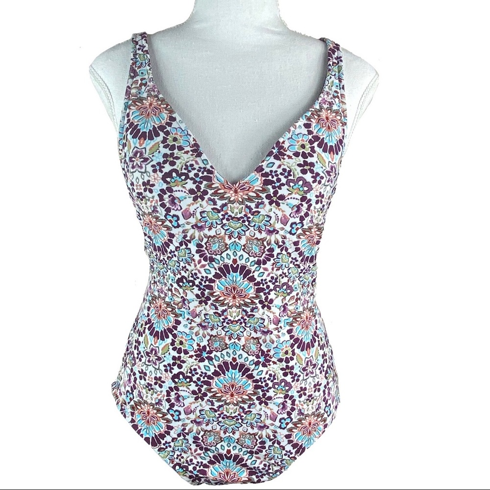 Mossimo Purple Floral One Piece Swimsuit Sz M